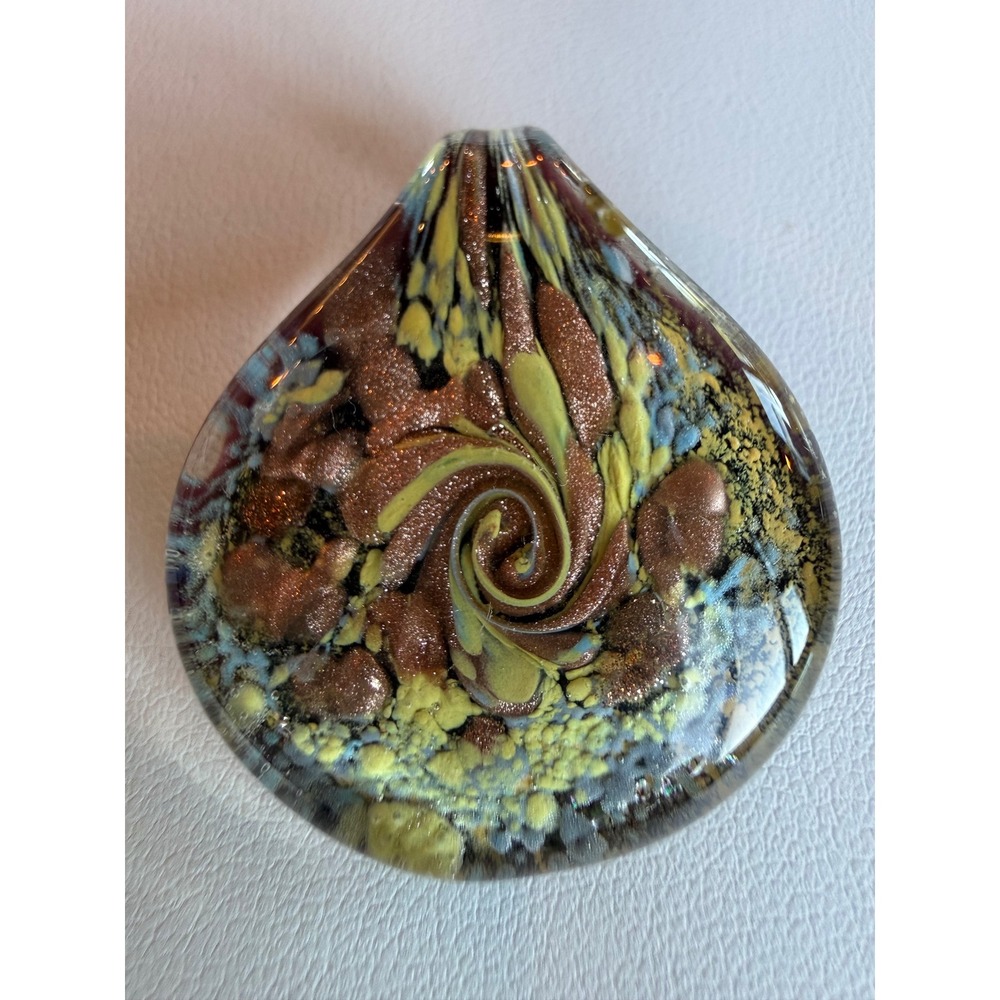 Davide Costantini Murano Glass Pendant Signed‎ Hot Stamp Aventurine Teardrop